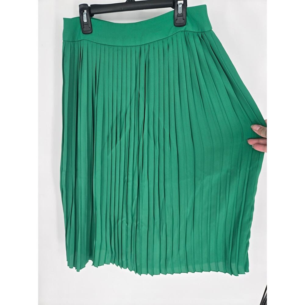 J.Crew Factory Shamrock Green Pleated Long Skirt Women's Size 4